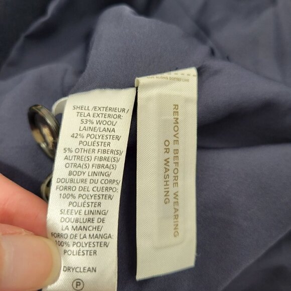 Loft Women's Navy 53% Wool Blend Elbow Patches Academia Style Blazer Size 6 - Picture 11 of 13